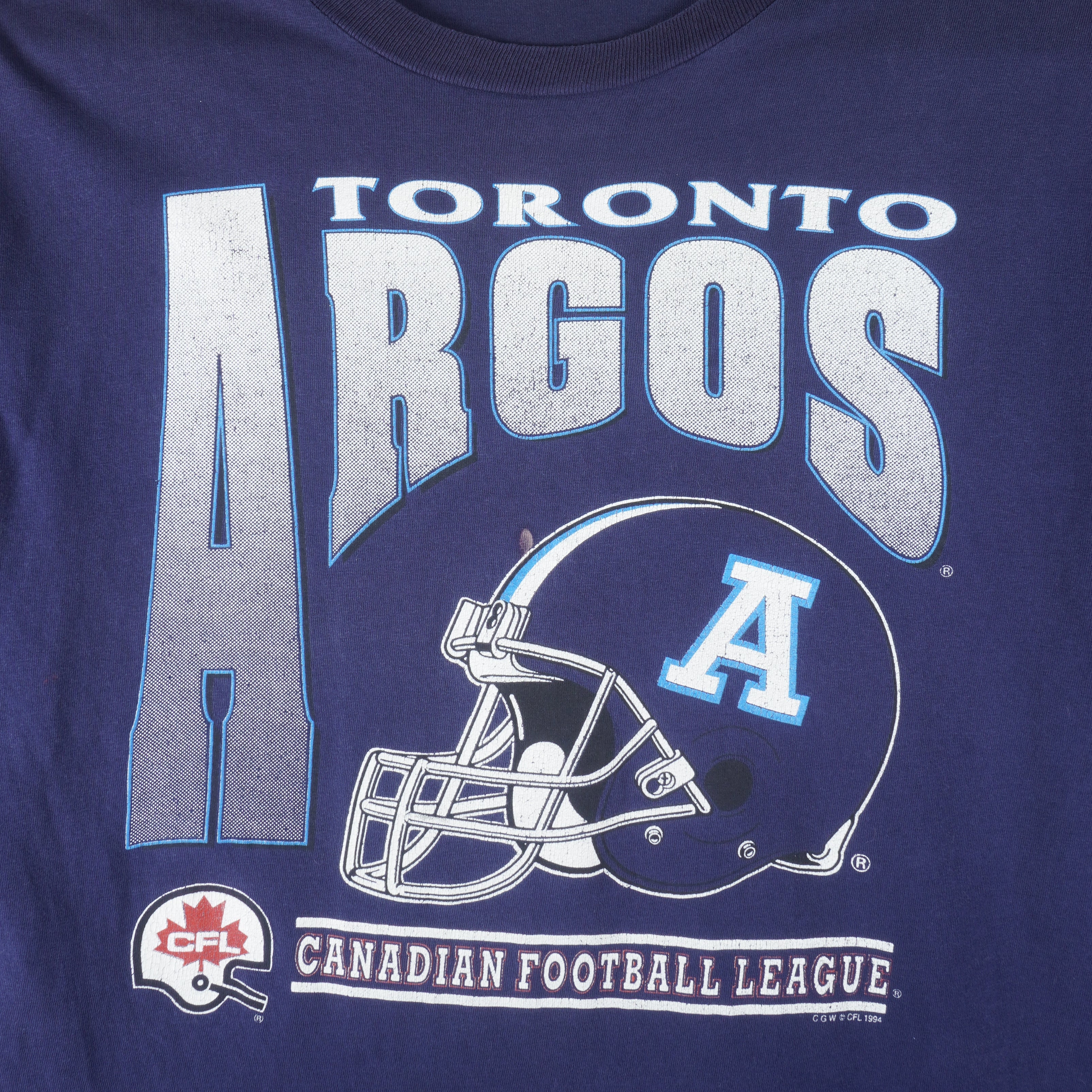 CFL (Waves) - Toronto Argonauts Single Stitch T-Shirt 1994 Large Vintage Retro Football 
