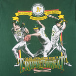 MLB (Nutmeg) - Oakland Athletics Triple Treat Jose, Dennis & Mark T-Shirt 1991 Large Vintage Retro Baseball