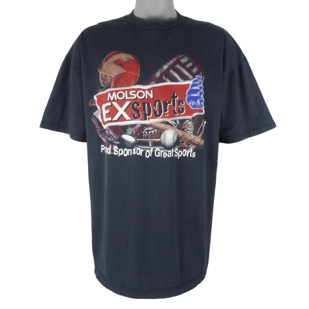 Vintage (Bulletin Athletic) - Molson Proud Sponsor of Great Sports T-Shirt 1990s X-Large Retro