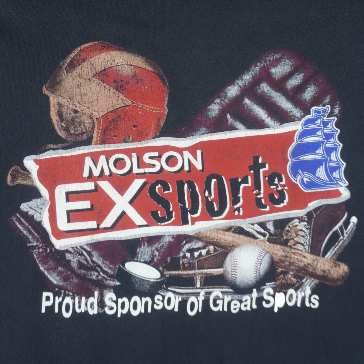 Vintage (Bulletin Athletic) - Molson Proud Sponsor of Great Sports T-Shirt 1990s X-Large Retro