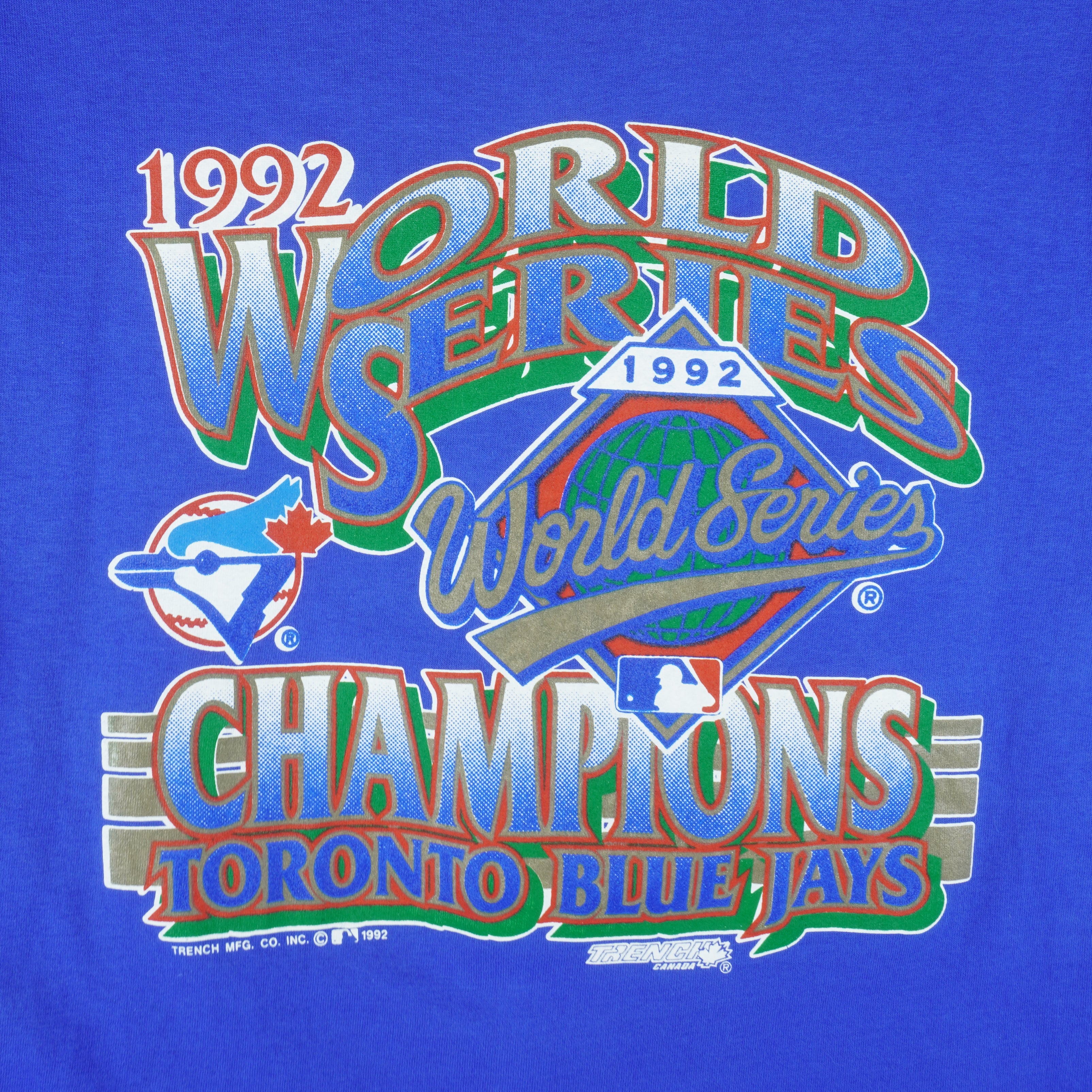 MLB (Trench) - Toronto Blue Jays World Series Champs T-Shirt 1992 X-Large Vintage Retro Baseball