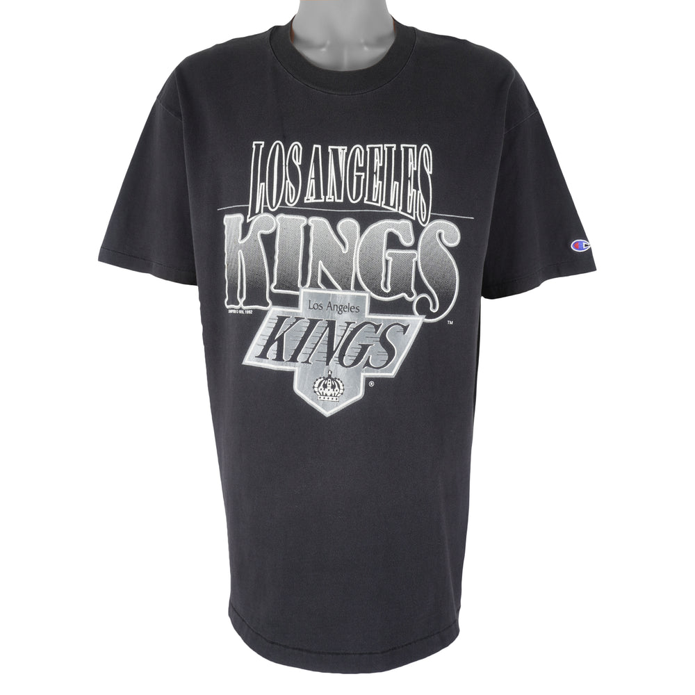 NHL (Champion) - Los Angeles Kings Big logo Hockey T-Shirt 1992 Large Vintage Retro