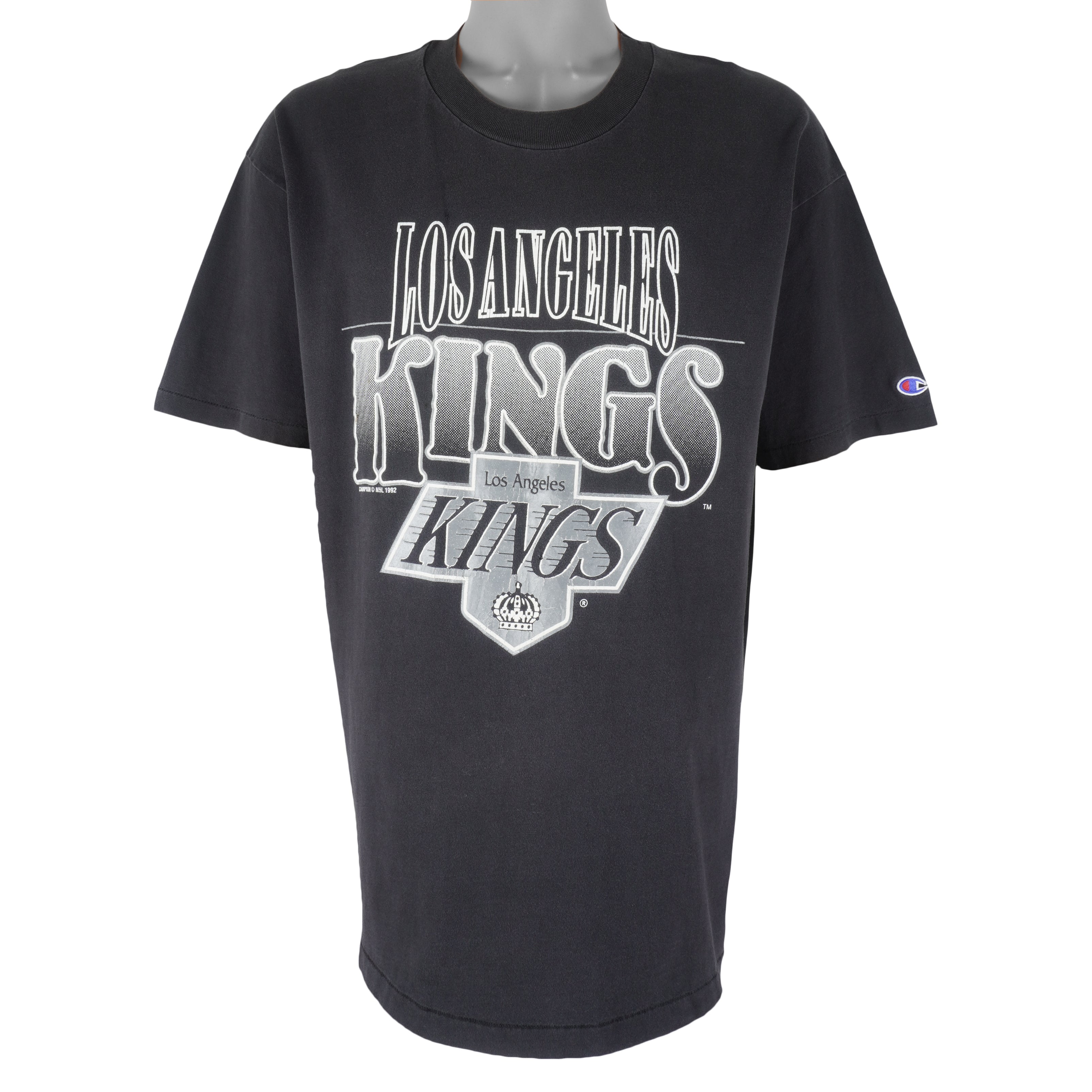 NHL (Champion) - Los Angeles Kings Big logo Hockey T-Shirt 1992 Large Vintage Retro