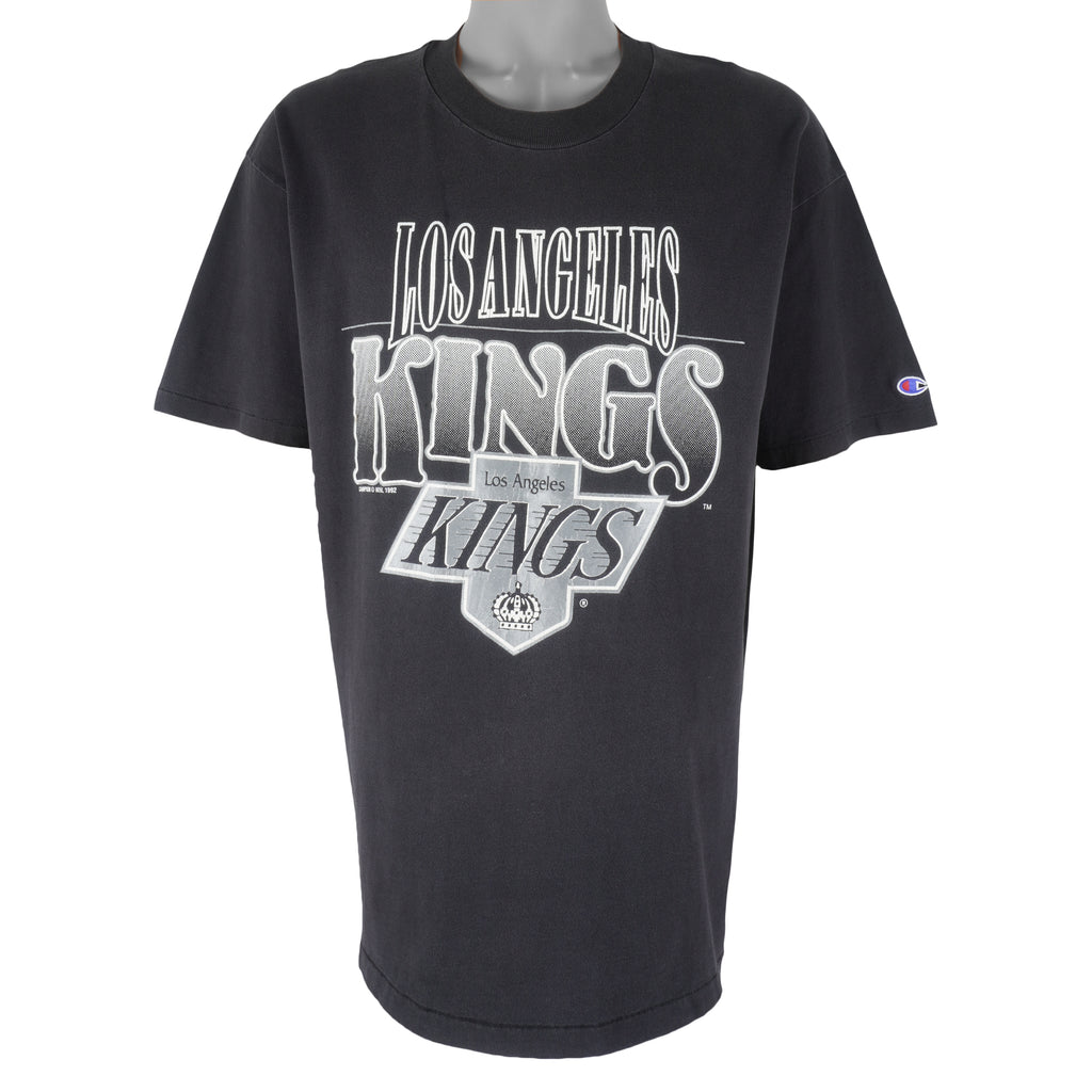 NHL (Champion) - Los Angeles Kings Big logo Hockey T-Shirt 1992 Large Vintage Retro