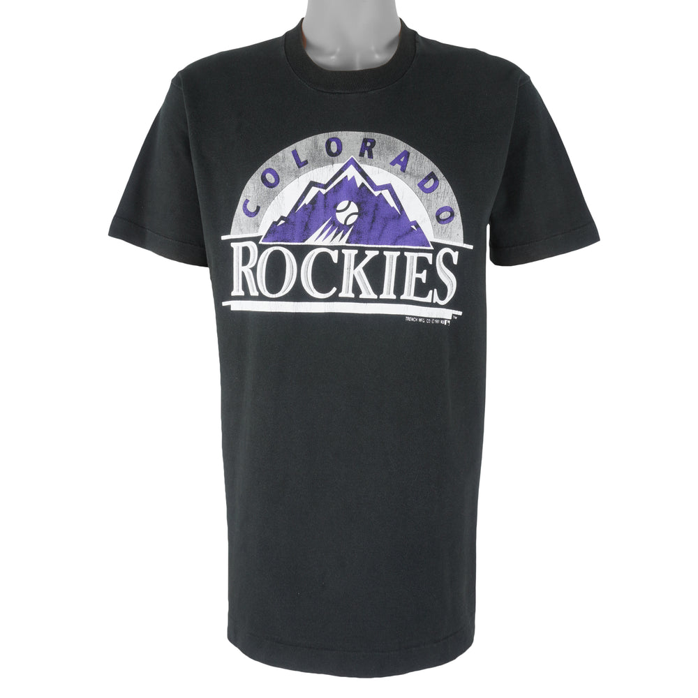MLB (Trench) - Colorado Rockies Single Stitch Baseball T-Shirt 1991 Large Vintage Retro 