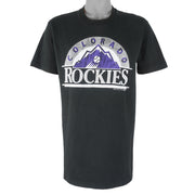 MLB (Trench) - Colorado Rockies Single Stitch Baseball T-Shirt 1991 Large Vintage Retro 