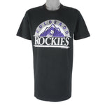 MLB (Trench) - Colorado Rockies Single Stitch Baseball T-Shirt 1991 Large Vintage Retro 