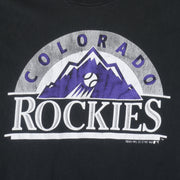 MLB (Trench) - Colorado Rockies Single Stitch Baseball T-Shirt 1991 Large Vintage Retro 