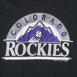 MLB (Trench) - Colorado Rockies Single Stitch Baseball T-Shirt 1991 Large Vintage Retro 