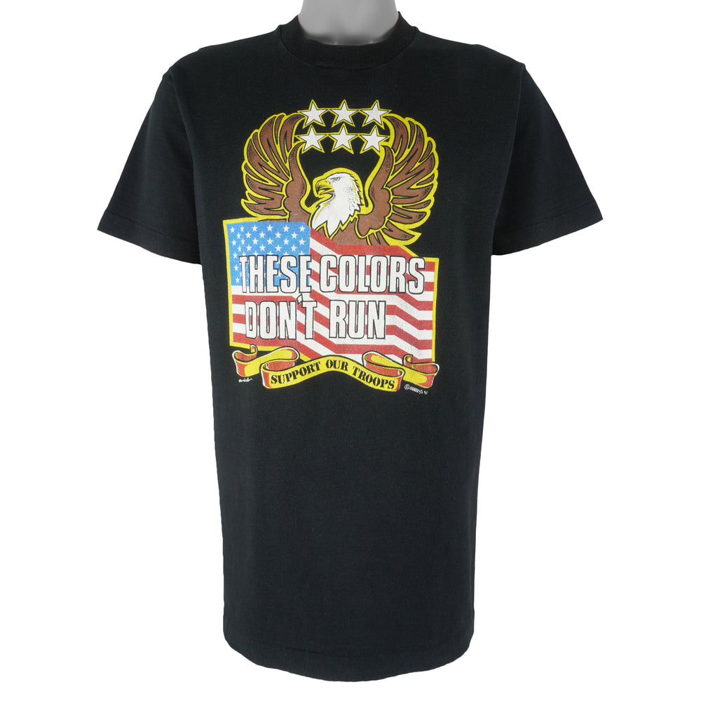Vintage (Fruit of the loom) - These colors don't run Support our troops T-Shirt 1990s Large Vintage Retro