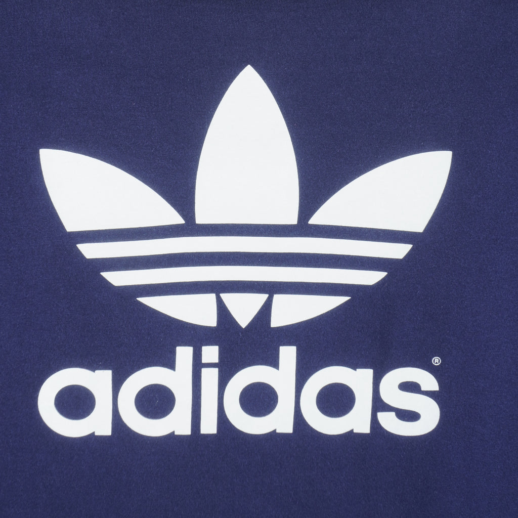 Adidas - Blue Big Logo Single Stitch T-Shirt 1990s Large Vintage Retro