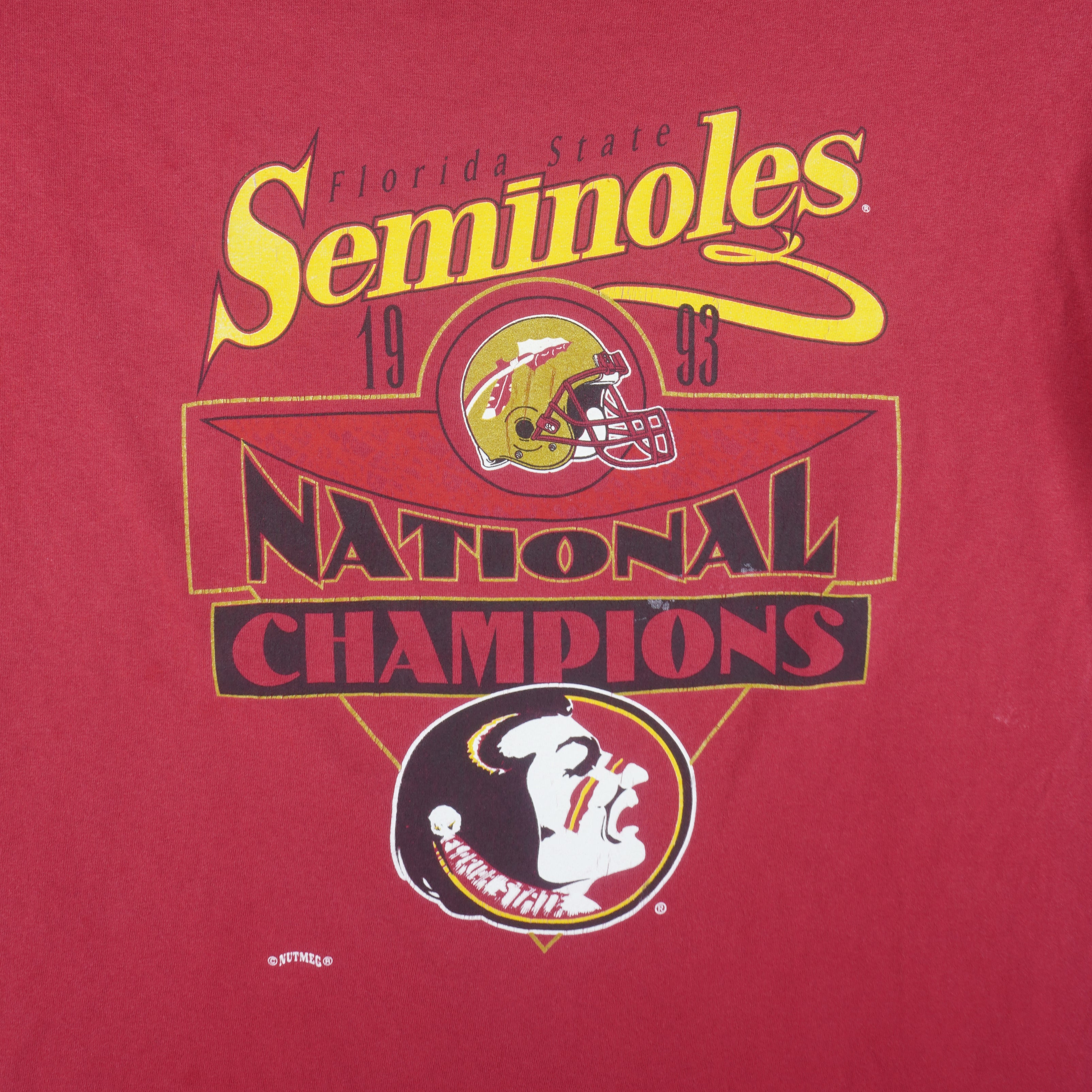 NCAA (Nutmeg) - Florida State Seminoles National Champions T-Shirt 1993 X-Large Vintage Retro Football
