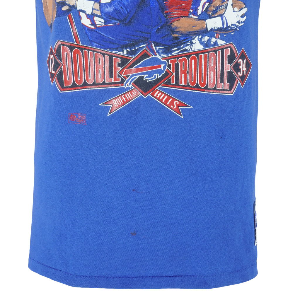 NFL - (Nutmeg) Double Trouble Buffalo Bills Thomas & Kelly T-Shirt 1990s Medium Vintage Retro Football