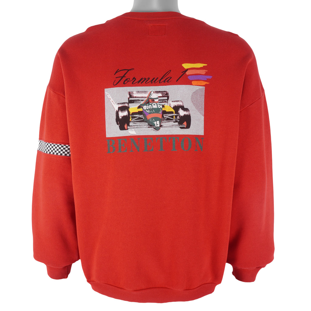 NASCAR - Benetton Formula 1 Racing Crew Neck Sweatshirt 1990s Large Vintage Retro