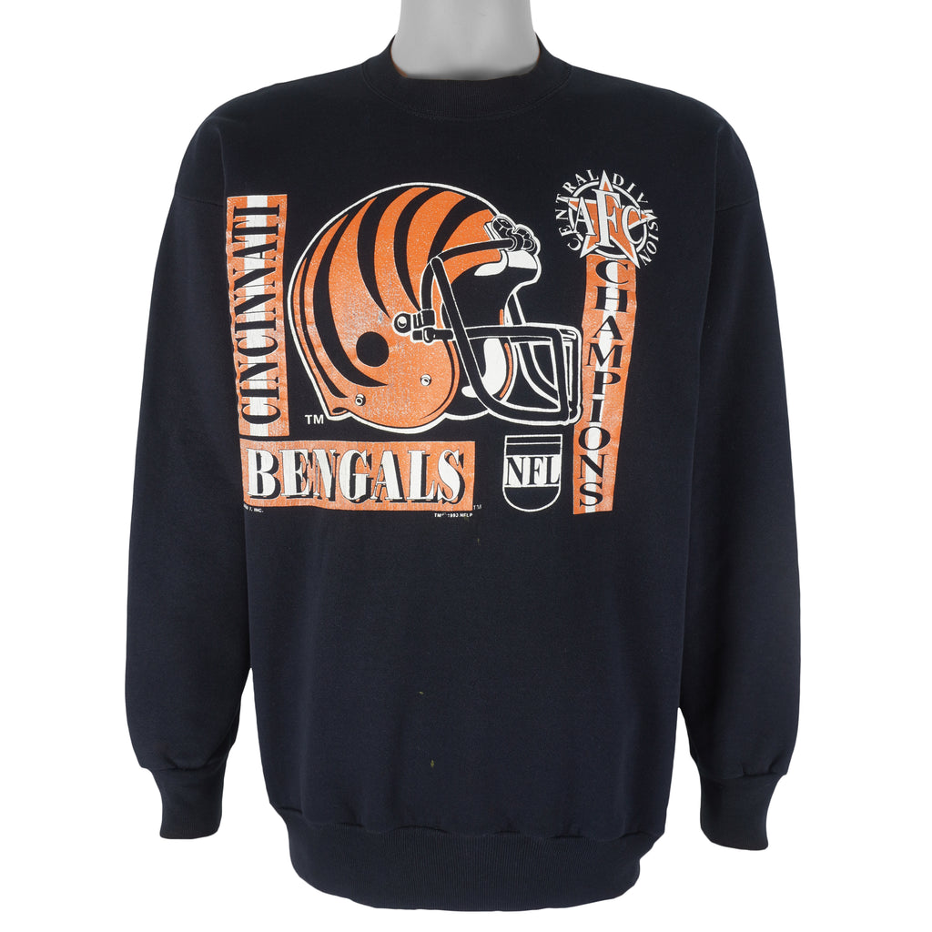 NFL (Logo 7) - Cincinnati Bengals Crew Neck Sweatshirt 1990 X-Large Vintage Retro Football