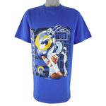 NFL (Logo7) - St. Louis Rams Helmet Blue T-Shirt 1996 Large Vintage Retro Football