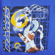 NFL (Logo7) - St. Louis Rams Helmet Blue T-Shirt 1996 Large Vintage Retro Football