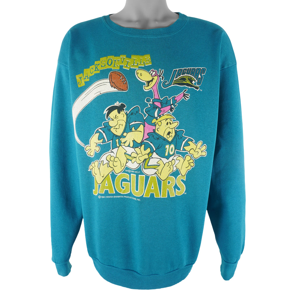 NFL - Jacksonville Jaguars & The Flintstones Sweatshirt 1994 Large Vintage Retro Football