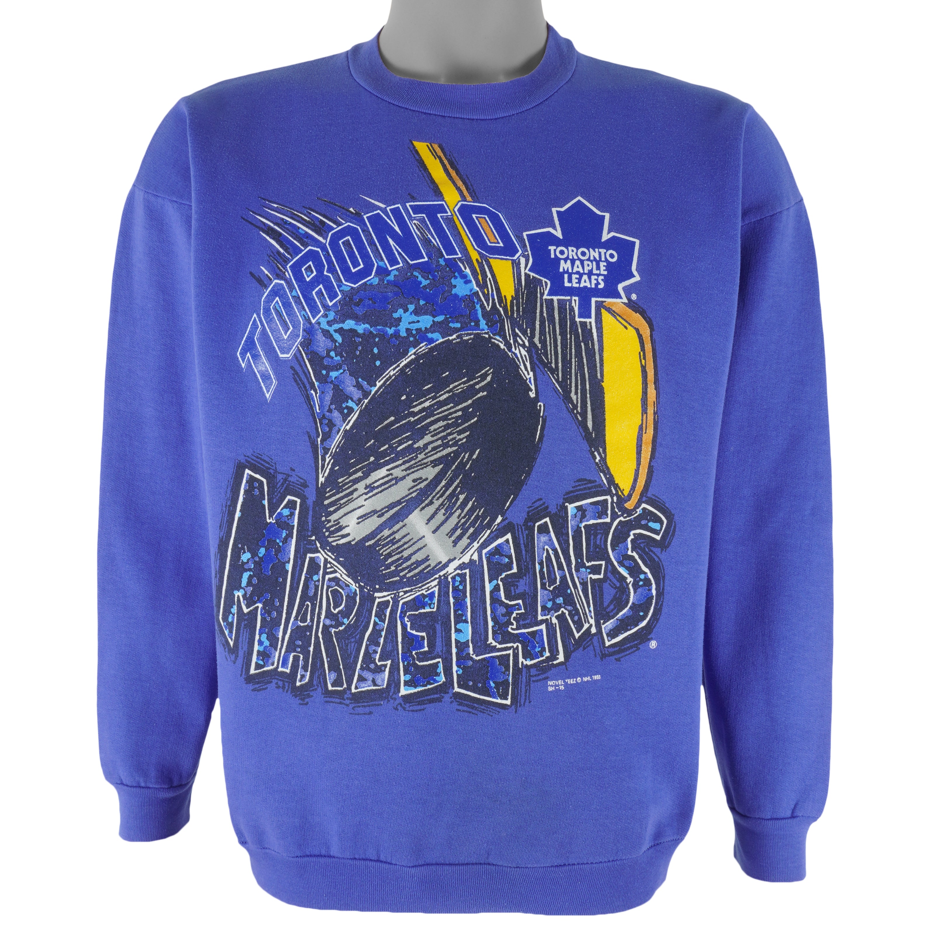 NHL (Novel Teez) - Toronto Maple Leafs Blue Sweatshirt 1993 Large Vintage Retro Hockey