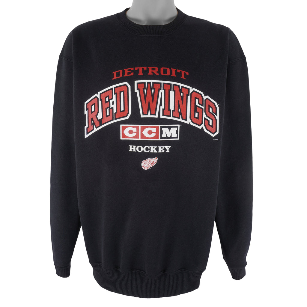 NHL (CCM) - Detroit Red Wings CCM Hockey Crew Neck Sweatshirt 1990s Large Vintage Retro Hockey