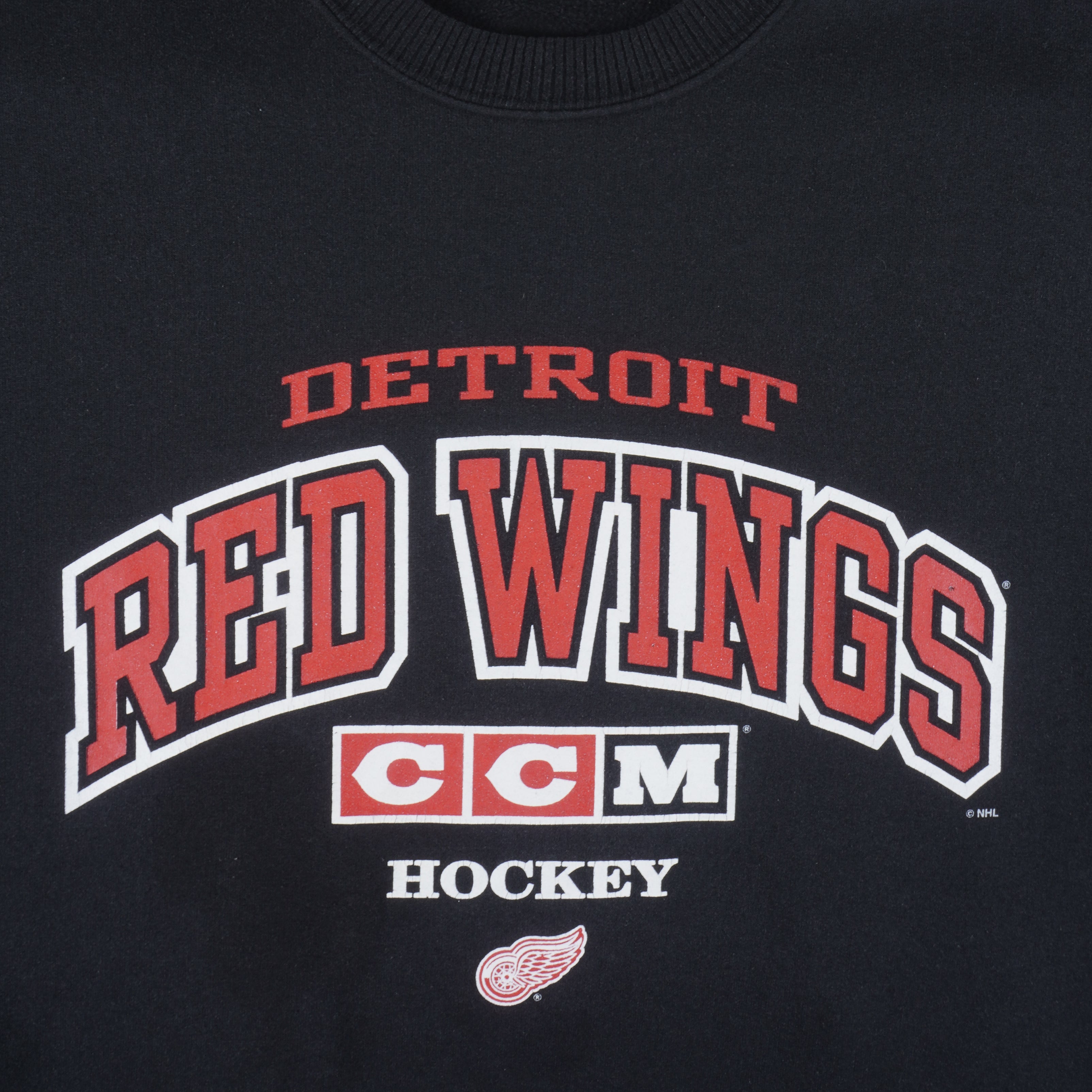 NHL (CCM) - Detroit Red Wings CCM Hockey Crew Neck Sweatshirt 1990s Large Vintage Retro Hockey