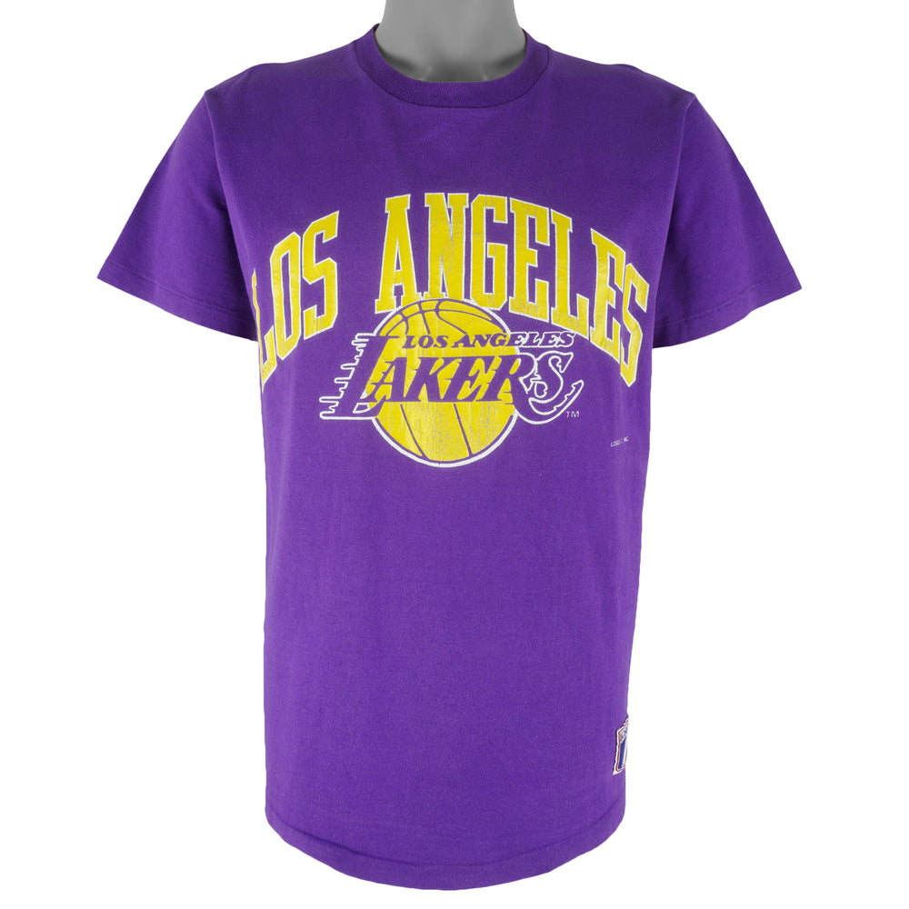 NBA (Logo 7) - Los Angeles Lakers Single Stitch T-Shirt 1990s Large Vintage Retro Basketball