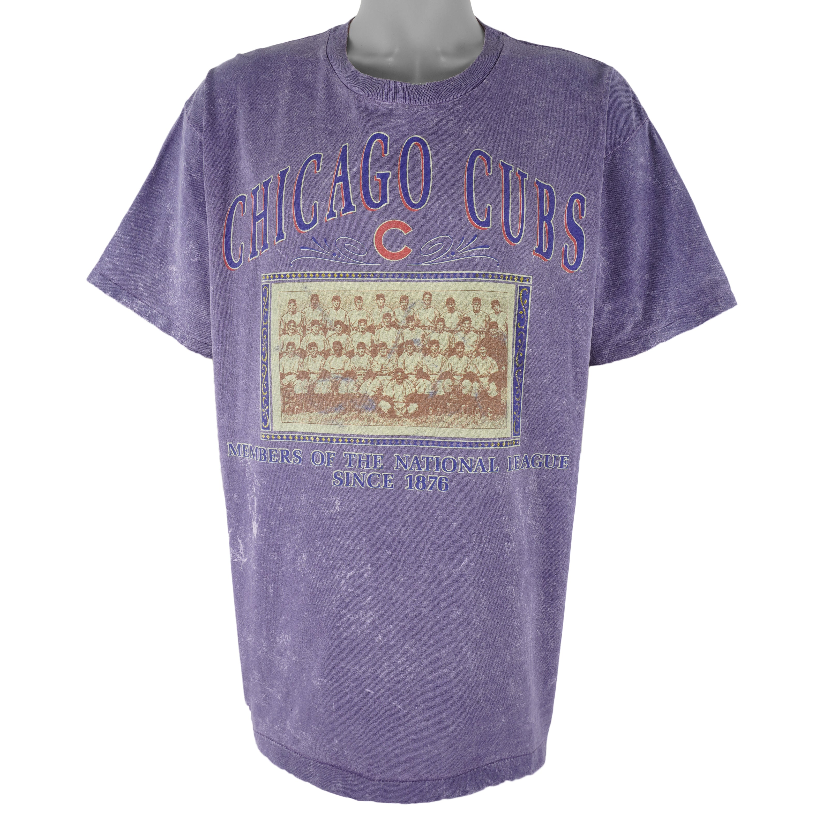 MLB (Nutmeg) -  Chicago Cubs Single Stitch T-Shirt 1990s Large Vintage Retro Baseball