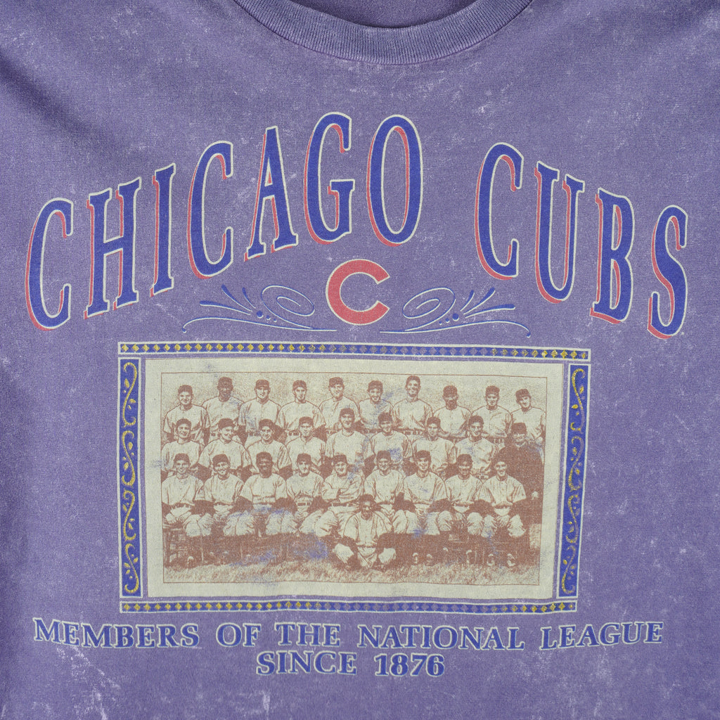 MLB (Nutmeg) -  Chicago Cubs Single Stitch T-Shirt 1990s Large Vintage Retro Baseball