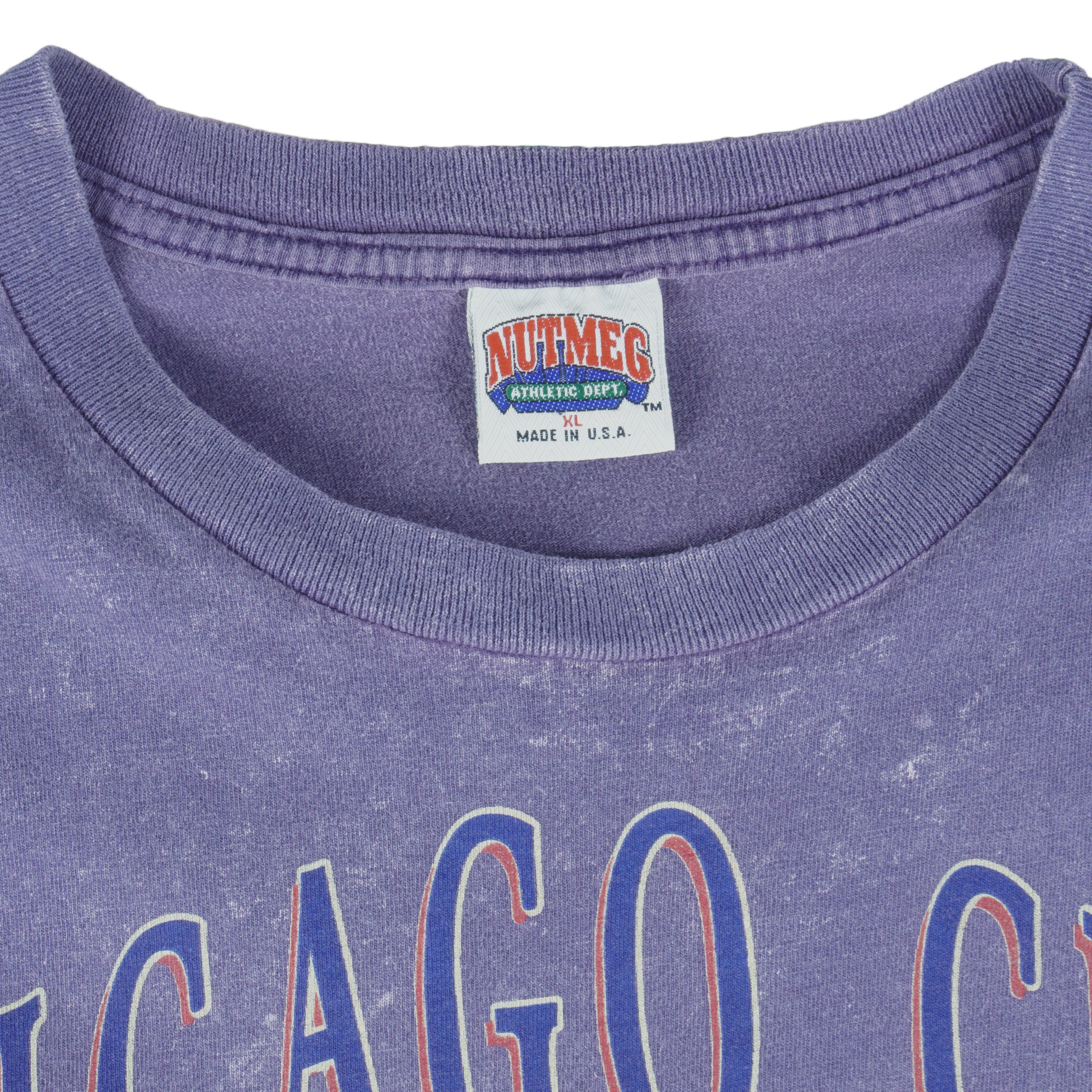 MLB (Nutmeg) -  Chicago Cubs Single Stitch T-Shirt 1990s Large Vintage Retro Baseball