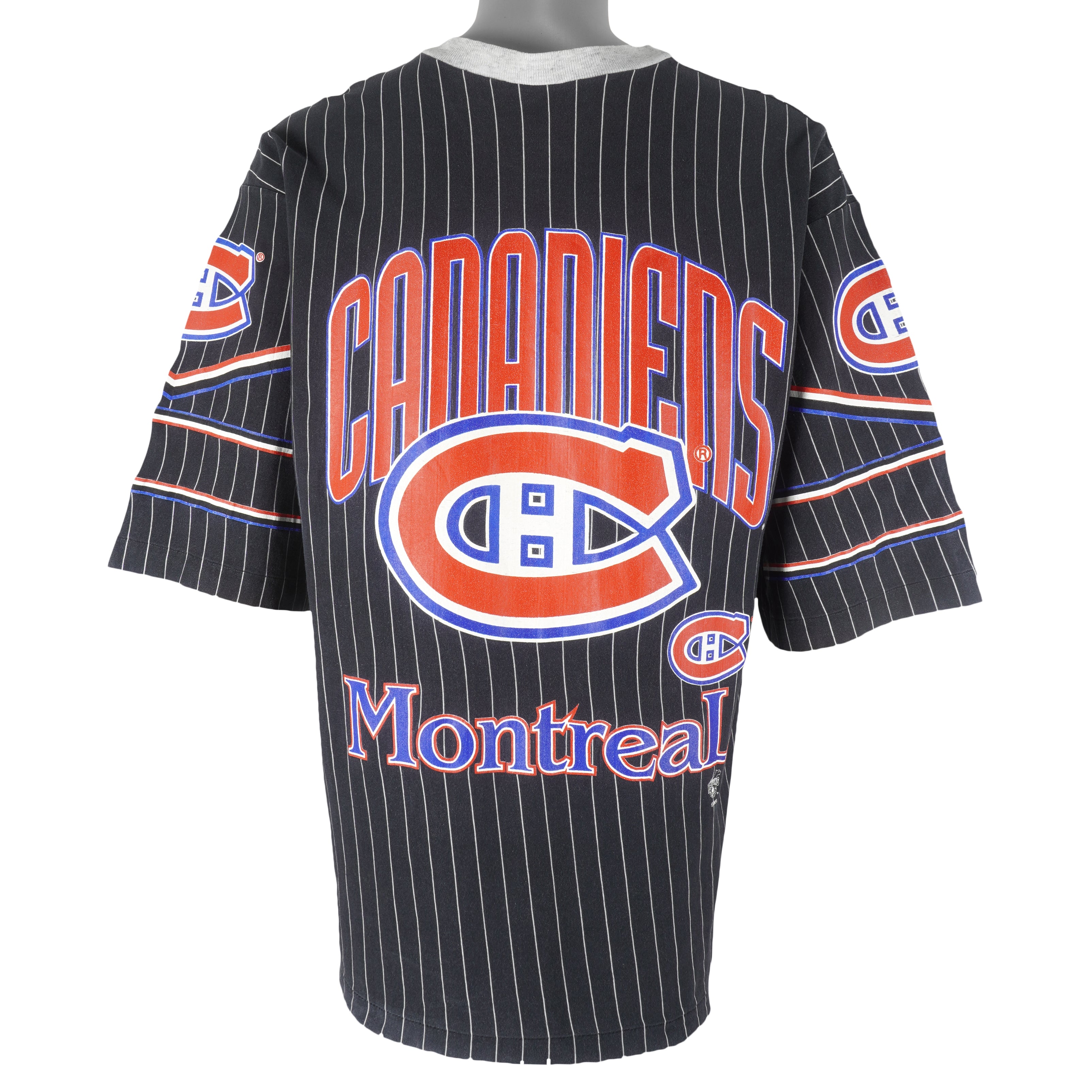 NHL (Ravens) - Montreal Canadiens AOP Attitude on Ice T-Shirt 1990s Large Vintage Retro Hockey
