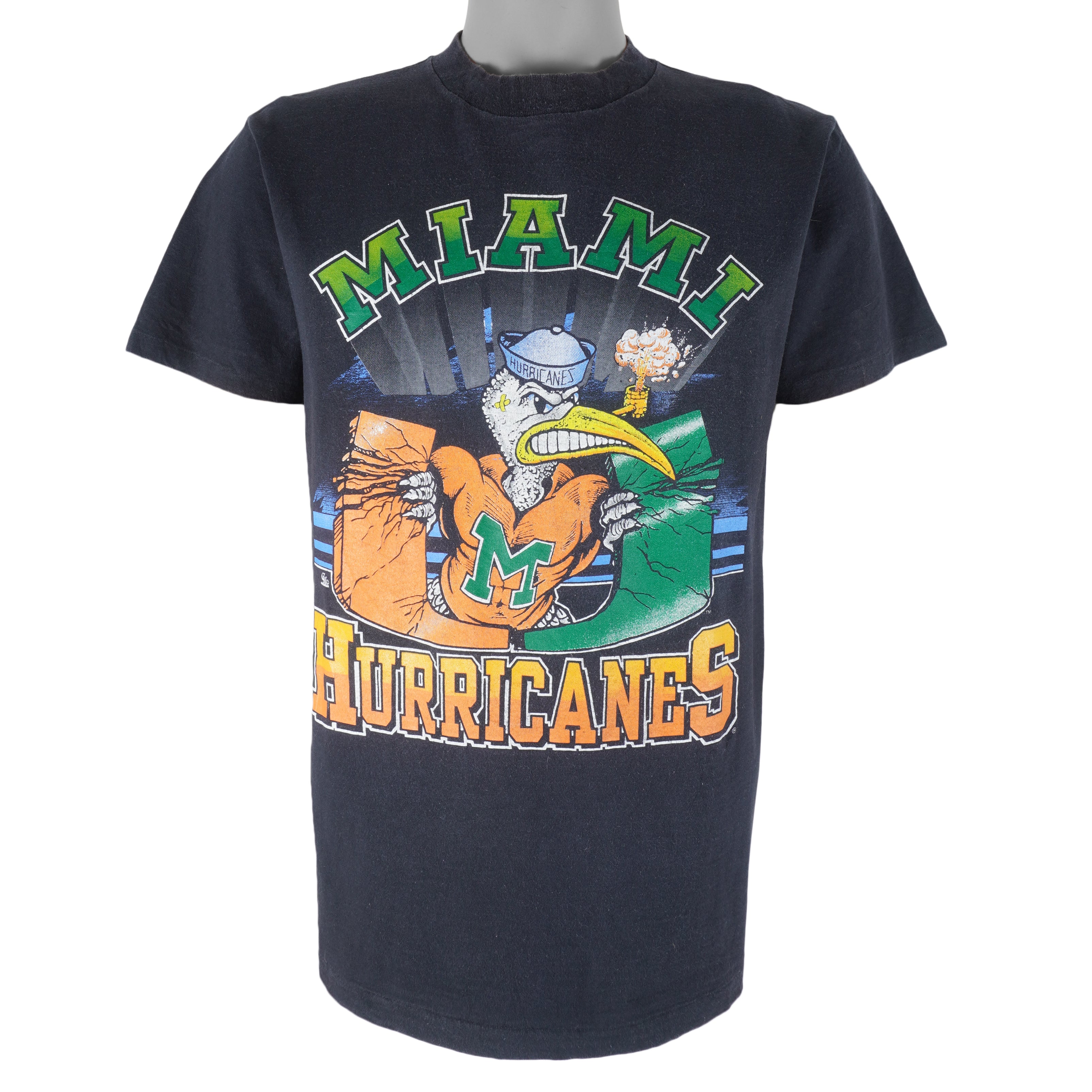 NCAA (Delta) - Miami Hurricanes Single Stitch T-Shirt 1990s Large Vintage Retro Football College