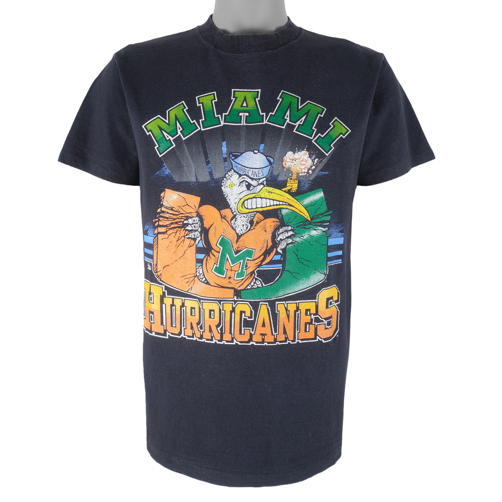 NCAA (Delta) - Miami Hurricanes Single Stitch T-Shirt 1990s Large Vintage Retro Football College