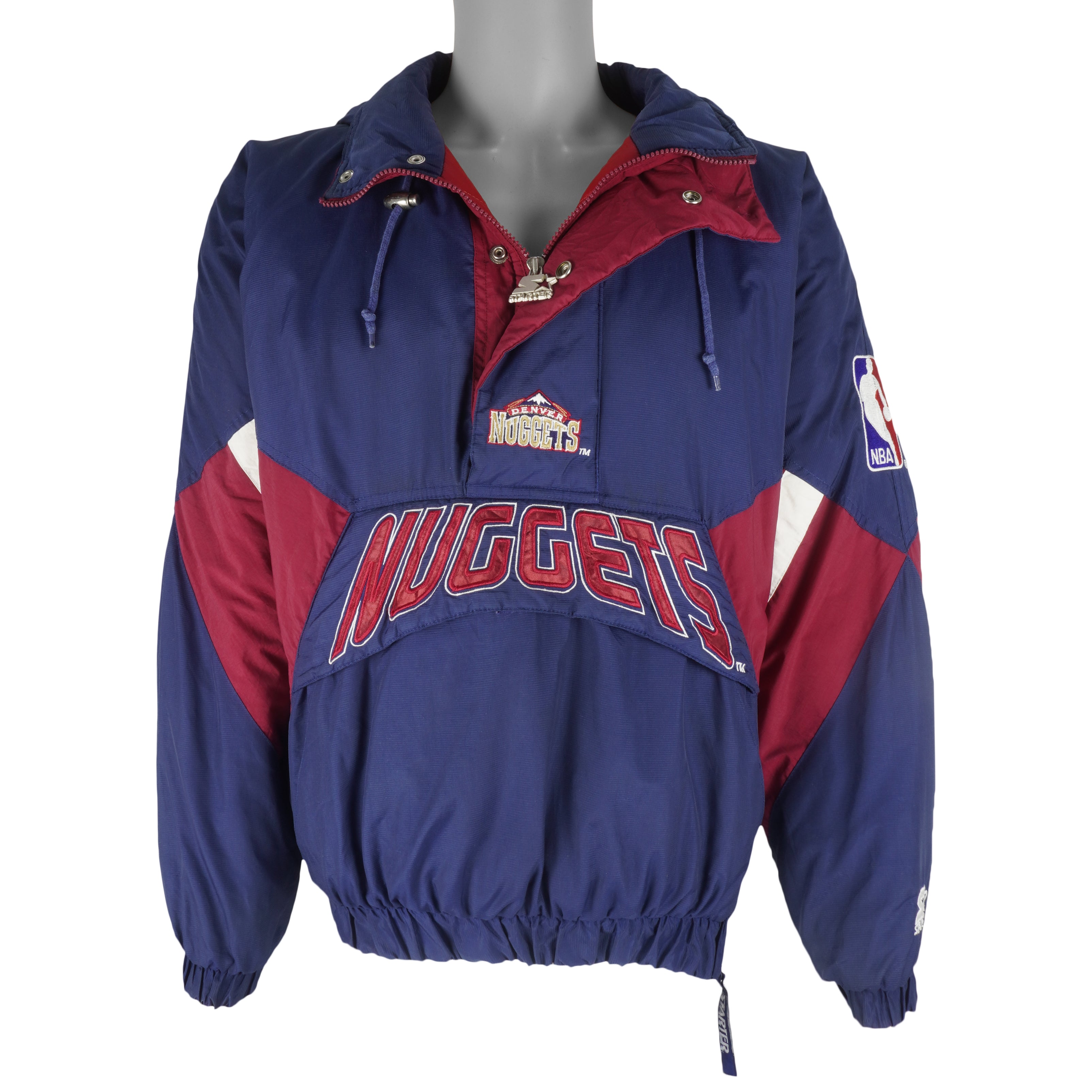 Starter - Denver Nuggets 1/2 Zip Jacket 1990s Medium Vintage Retro Basketball