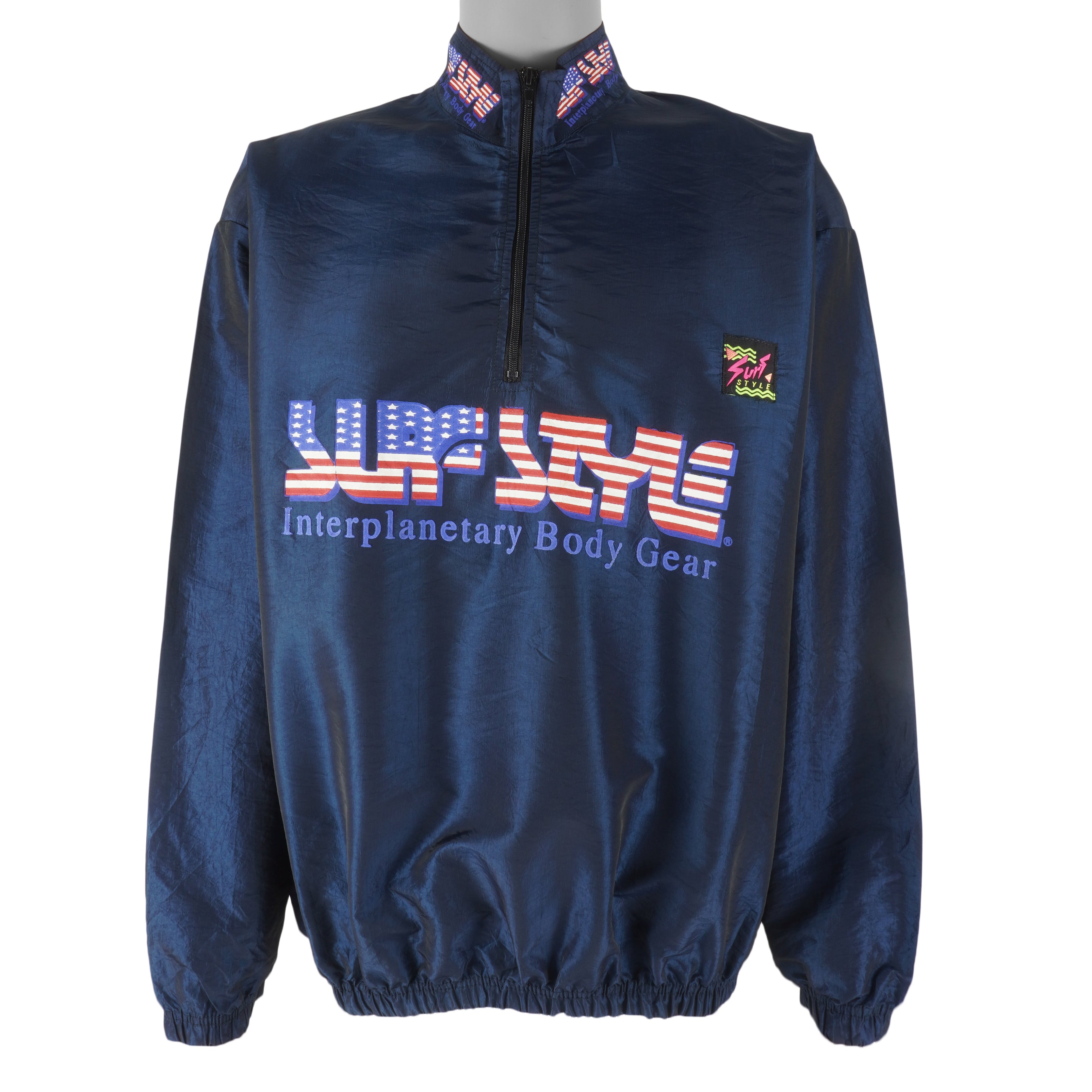 Surf Style - Interplanetary Body Gear 1/4 Zip Pullover Windbreaker 1990s Large Vintage Retro