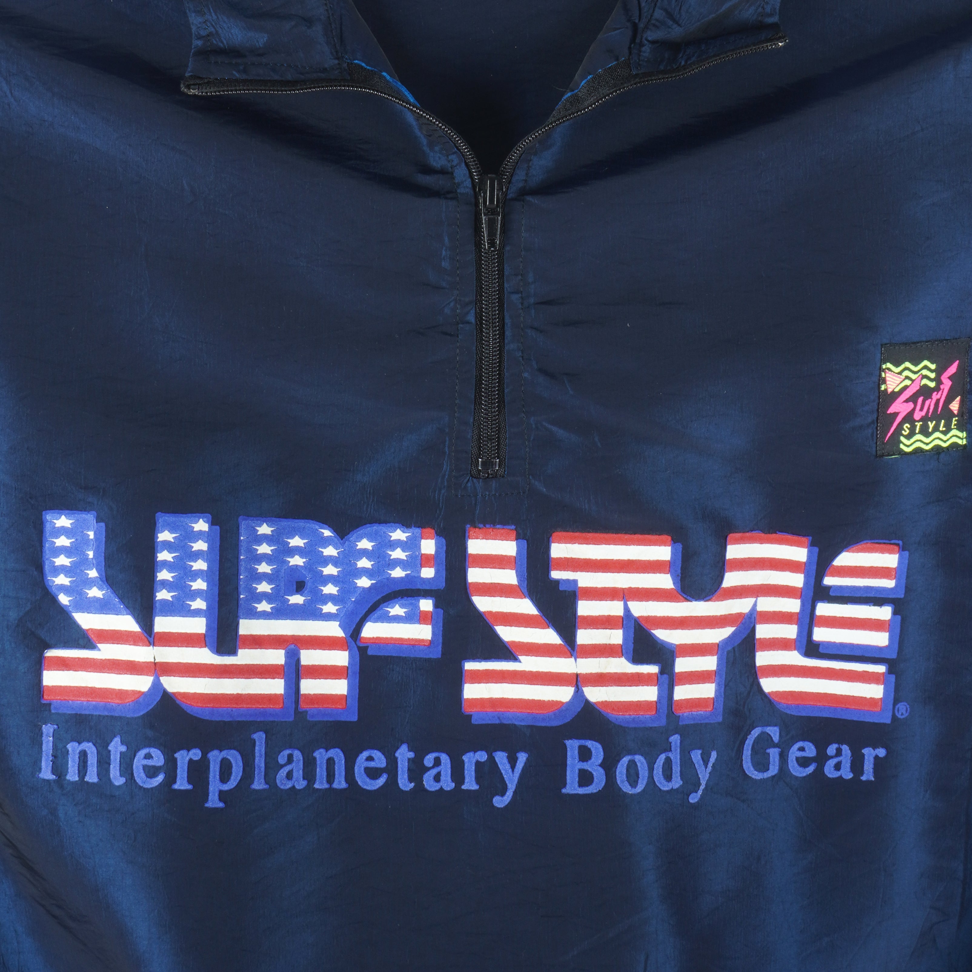 Surf Style - Interplanetary Body Gear 1/4 Zip Pullover Windbreaker 1990s Large Vintage Retro