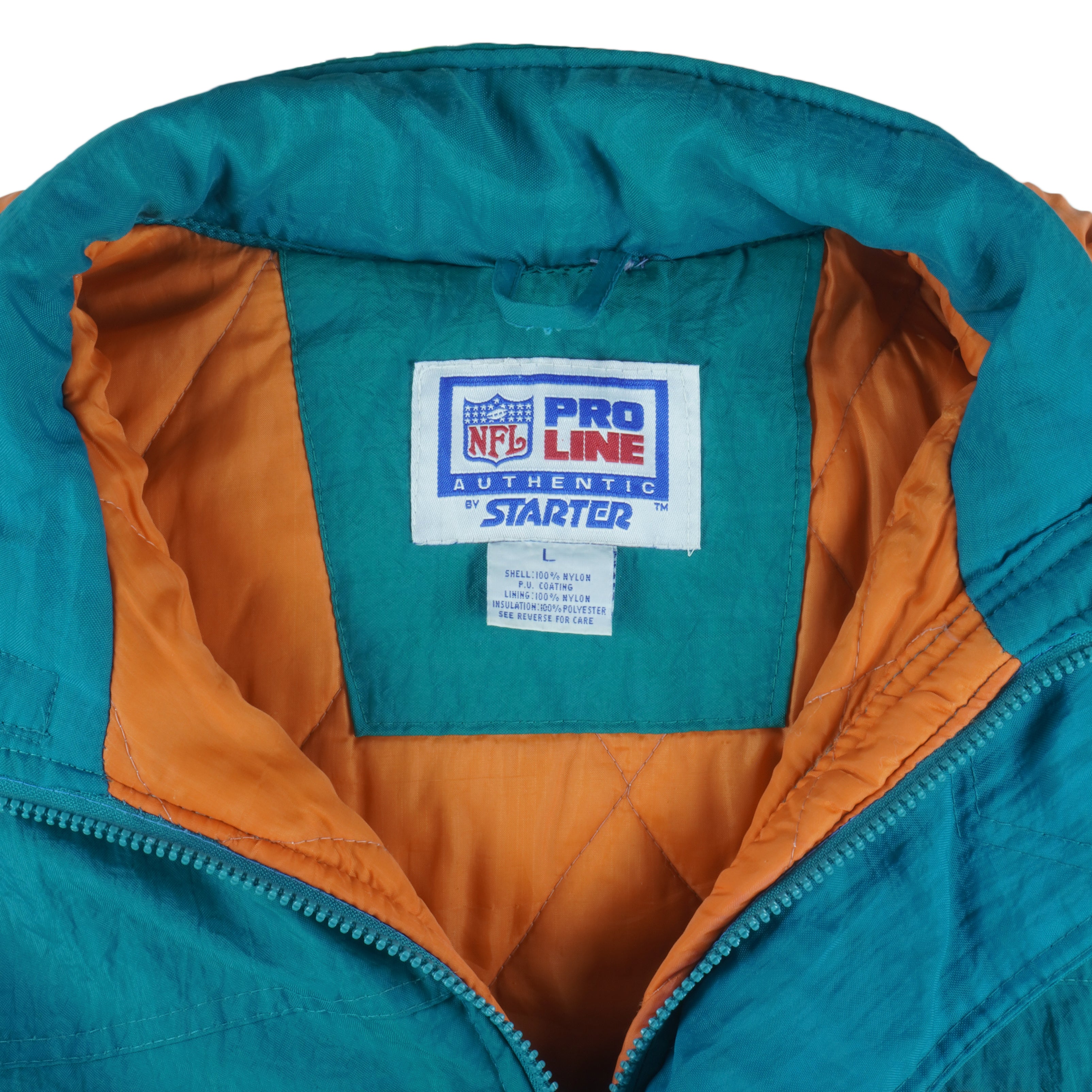 Starter (Pro Line) - Miami Dolphins Puffer Jacket 1990s Large Vintage Retro Football