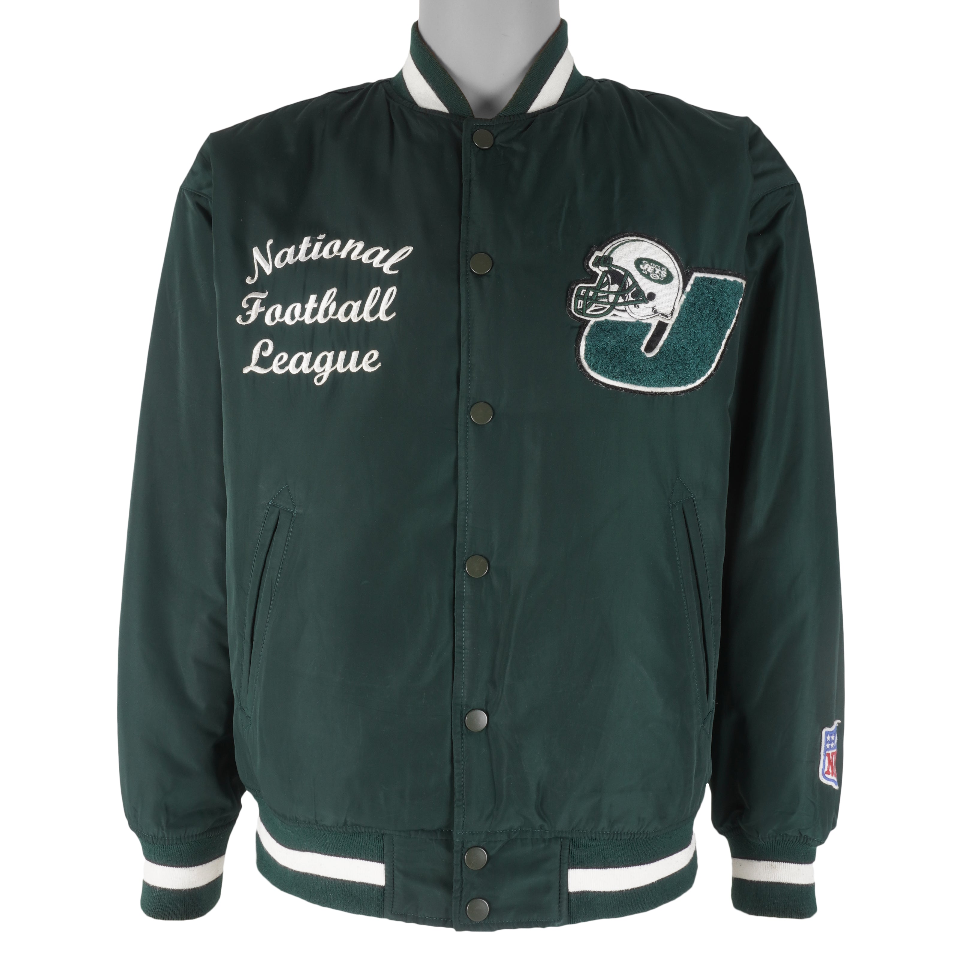 NFL - New York Jets Embroidered Jacket 1990s Large Vintage Retro Football