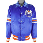 NHL (Chain) - Edmonton Oilers Satin Jacket 1990 Large Vintage Retro Hockey