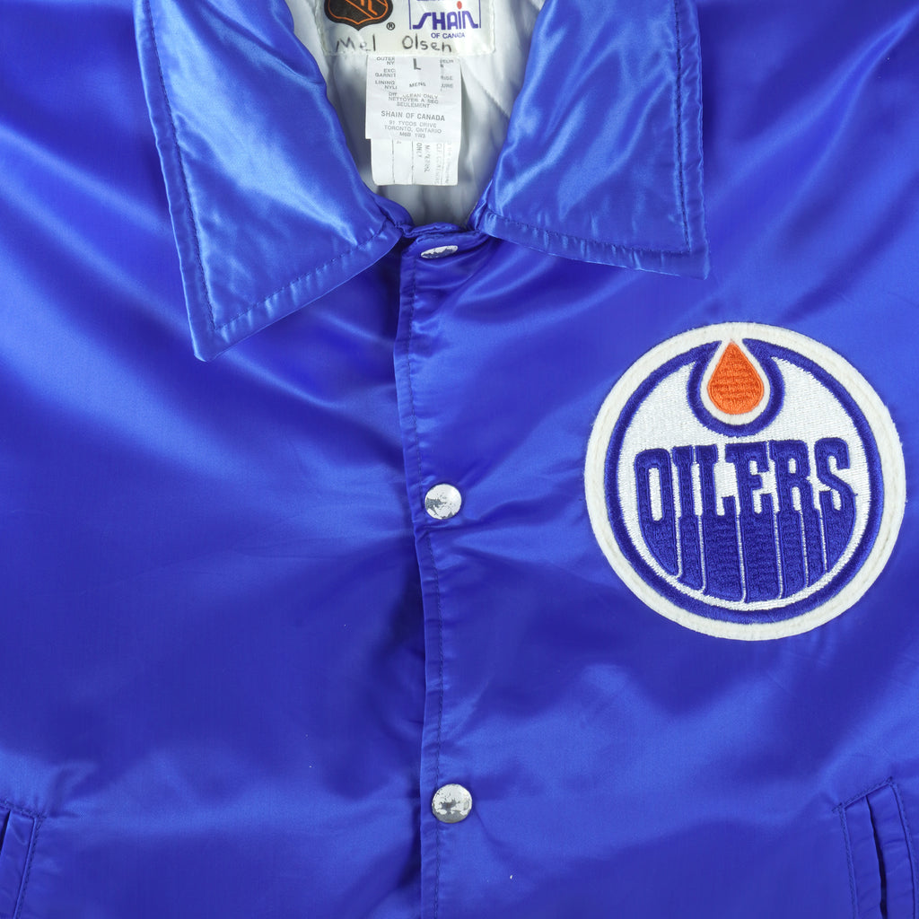 NHL (Shain) - Edmonton Oilers Satin Jacket 1990 Large Vintage Retro Hockey