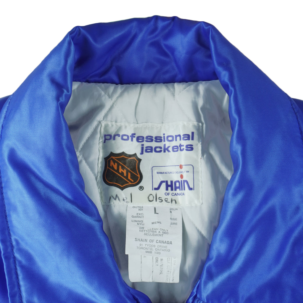 NHL (Chain) - Edmonton Oilers Satin Jacket 1990 Large Vintage Retro Hockey
