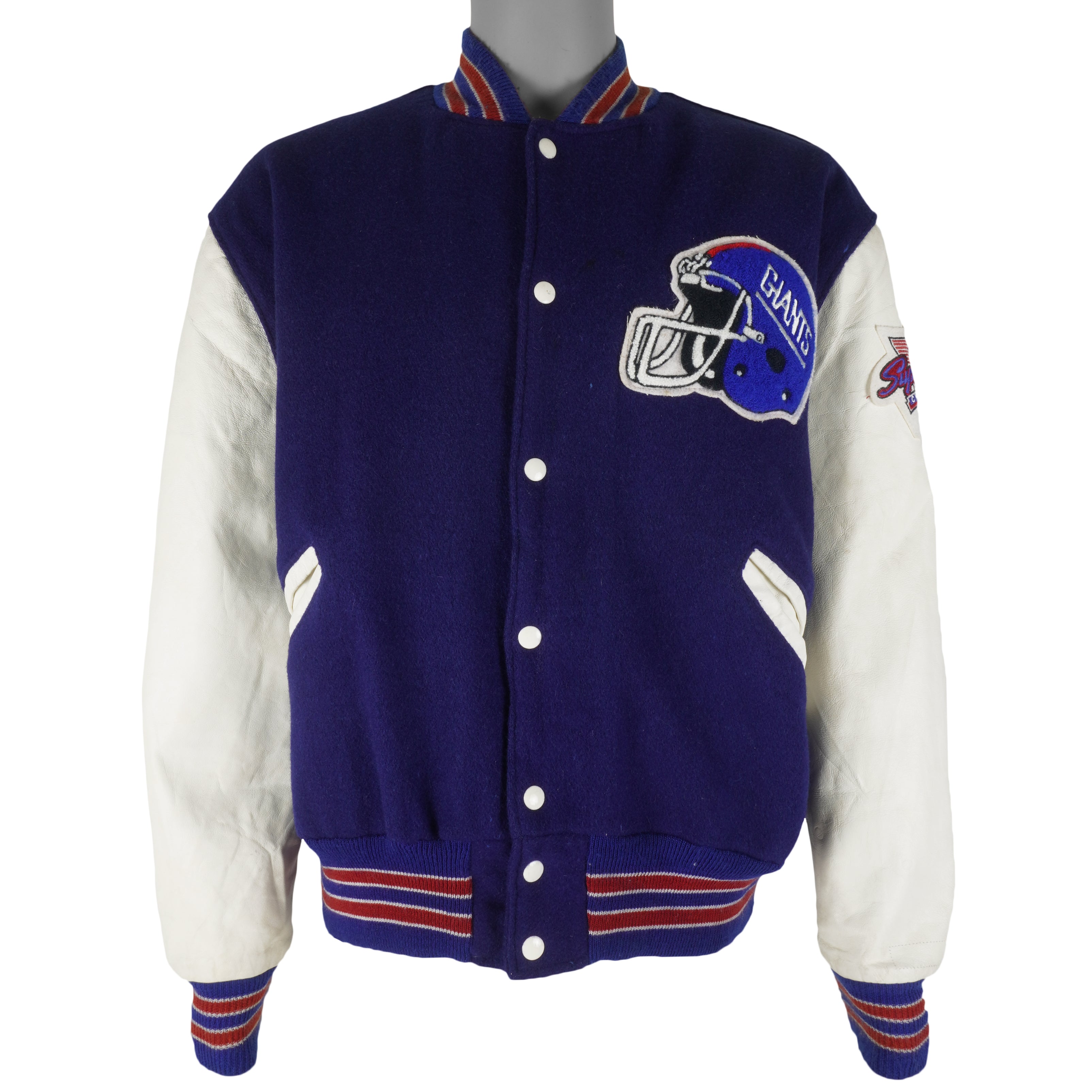 NFL (De Long) - New York Giants Wool Varsity Jacket X-Large Vintage Retro Football