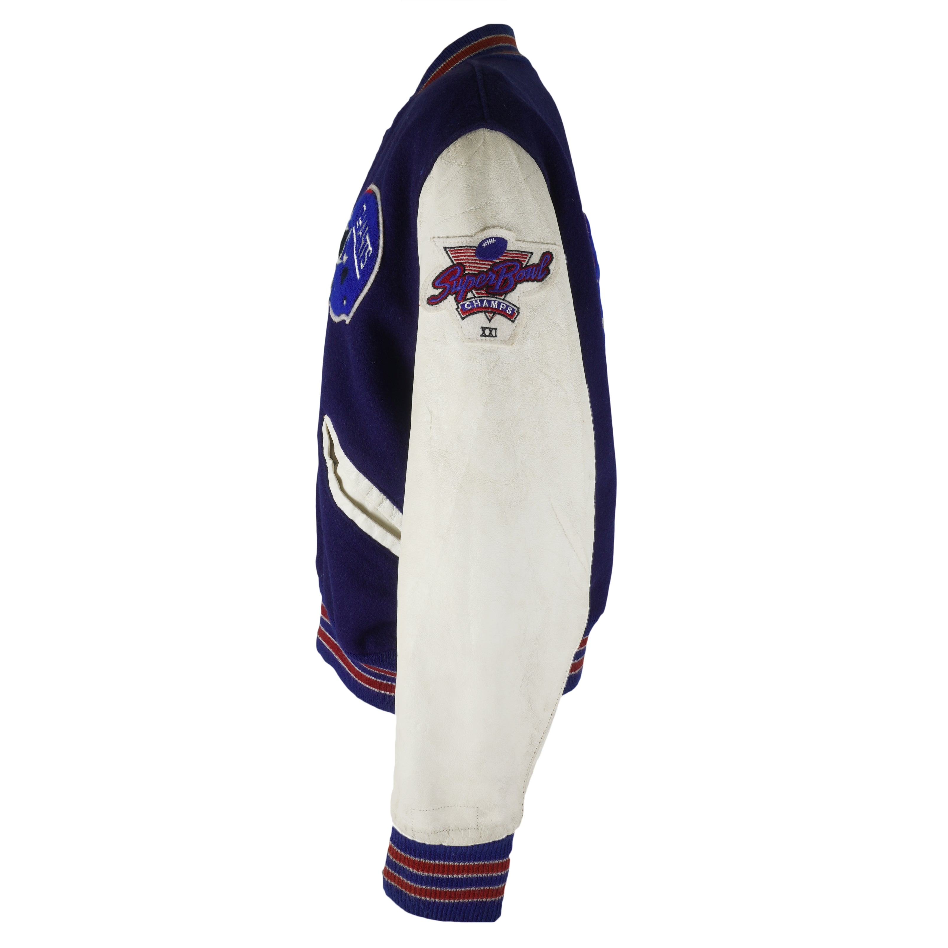 NFL (De Long) - New York Giants Wool Varsity Jacket X-Large Vintage Retro Football