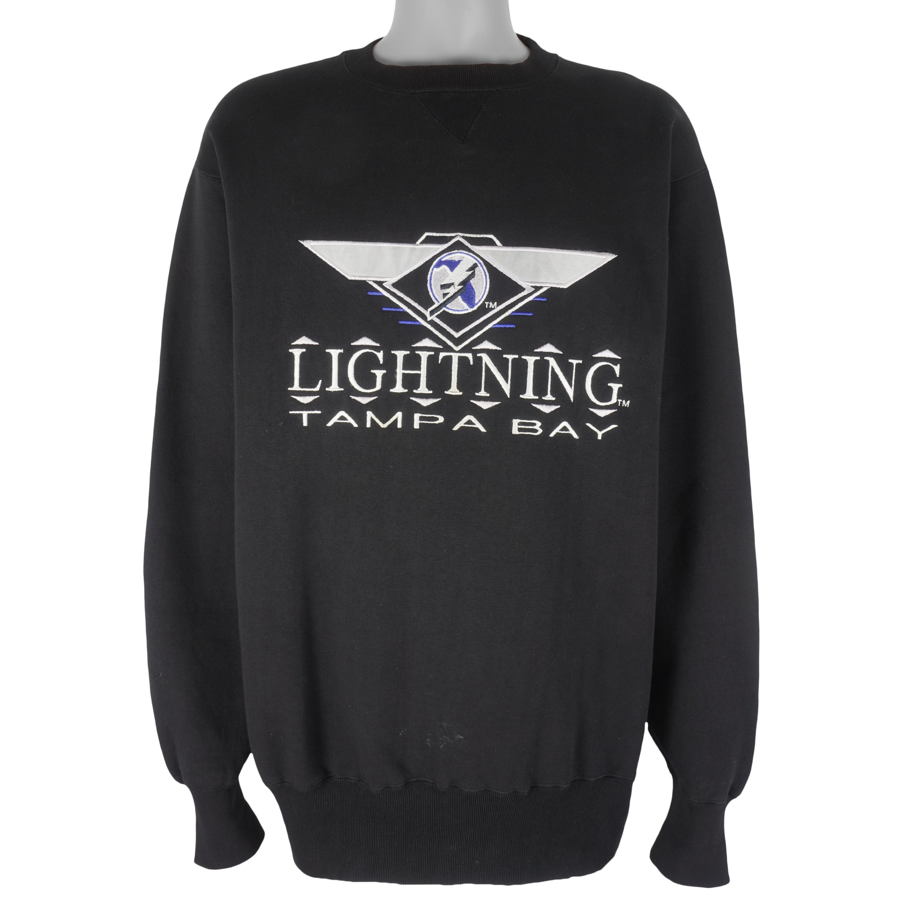 NHL (Logo 7) - Tampa Bay Lightning Sweatshirt 1990s X-Large Vintage Retro Hockey
