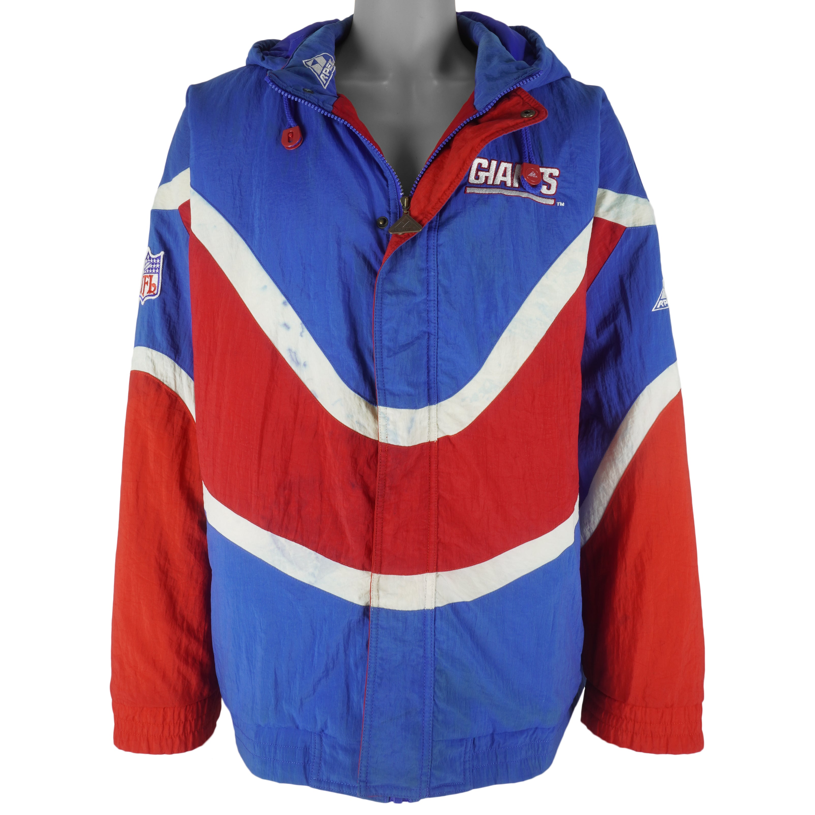 NFL (Apex One) - New York Giants Hooded Puffer Jacket 1990s X-Large Vintage Retro Football