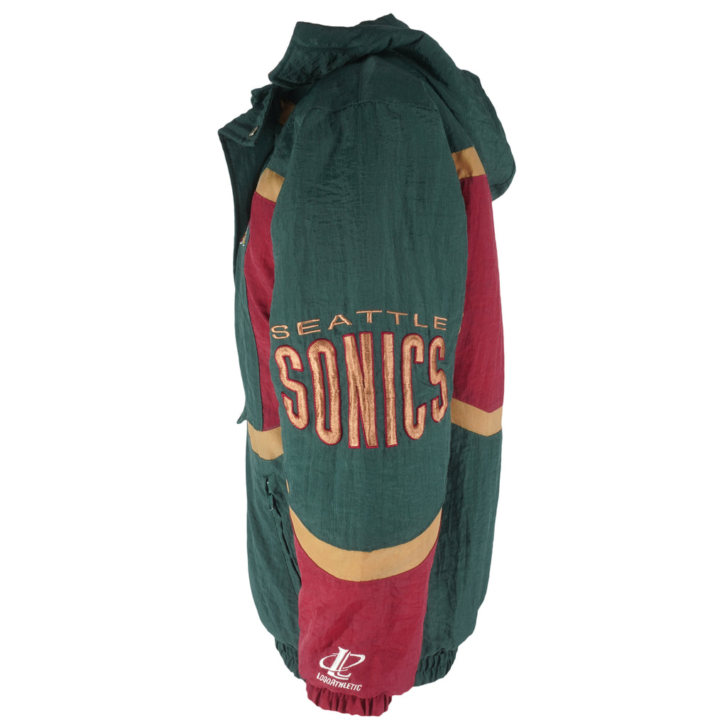 NBA (Logo Athletic) - Seattle SuperSonics Puffer jacket 1990s Large Vintage Retro Basketball