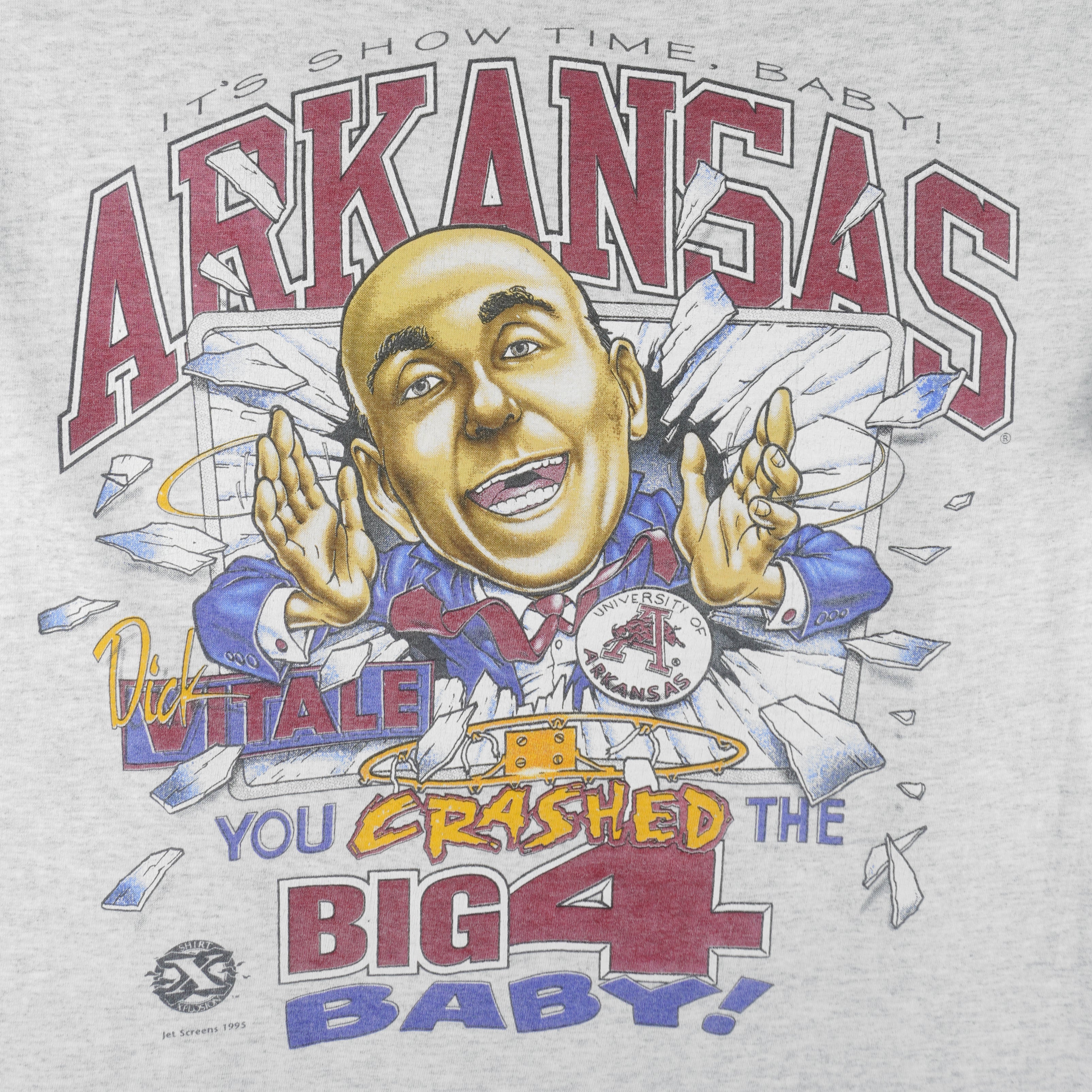 NCAA (Shirt X-Plosion) - Arkansas Big 4 Dick Vitale Caricature T-Shirt 1995 Medium Vintage Retro College