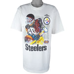 NFL (Gildan) - Pittsburgh Steelers AFC Champs Painting Style T-Shirt 1996 X-Large