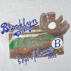 Vintage MLB (Nutmeg) - Brooklyn Dodgers Boys of Summer T-Shirt 1991 Medium Tall in gray