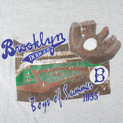 Vintage MLB (Nutmeg) - Brooklyn Dodgers Boys of Summer T-Shirt 1991 Medium Tall in gray
