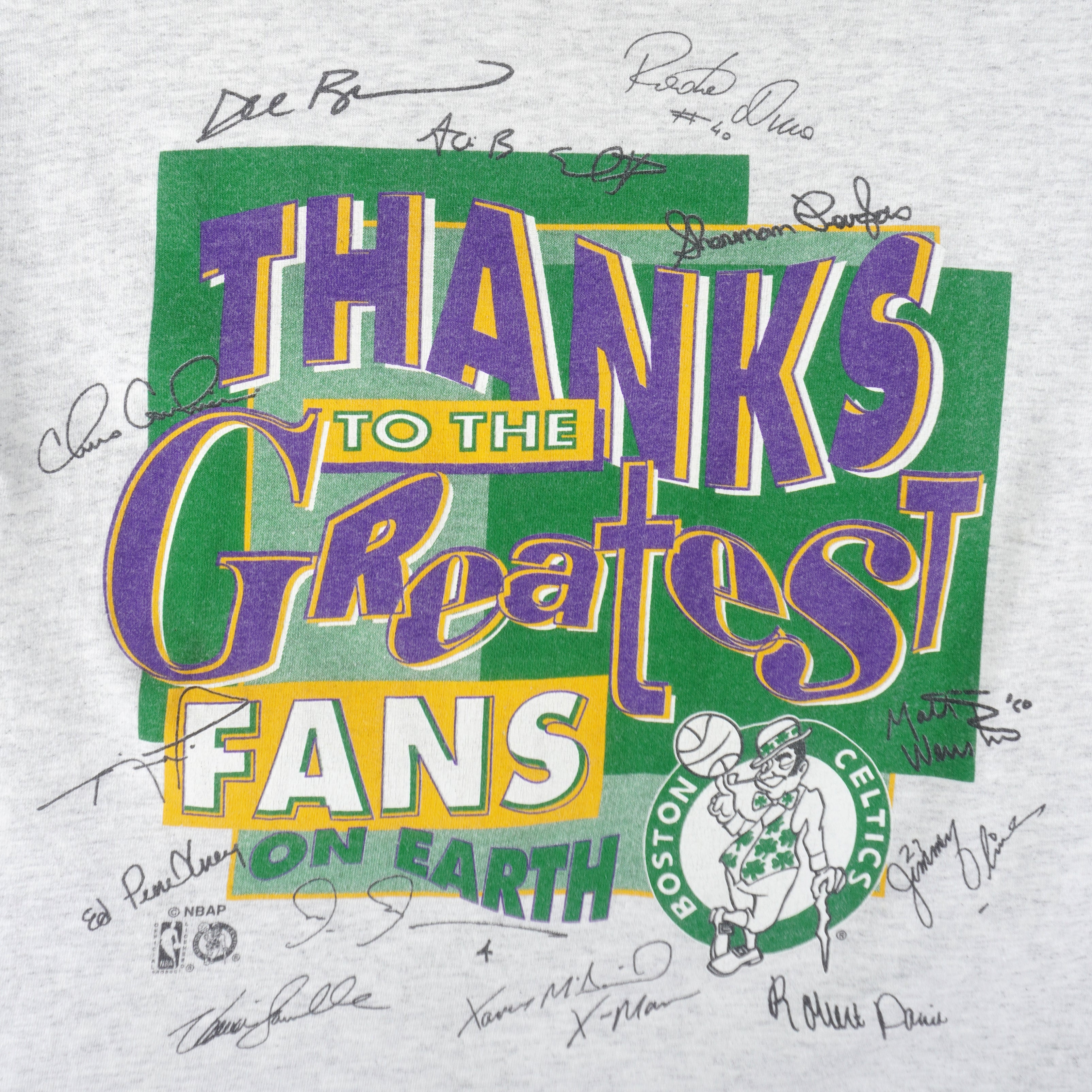 NBA (Salem) - Boston Celtics Autographed Thanks To The Greatest Fans T-Shirt 1990s X-Large